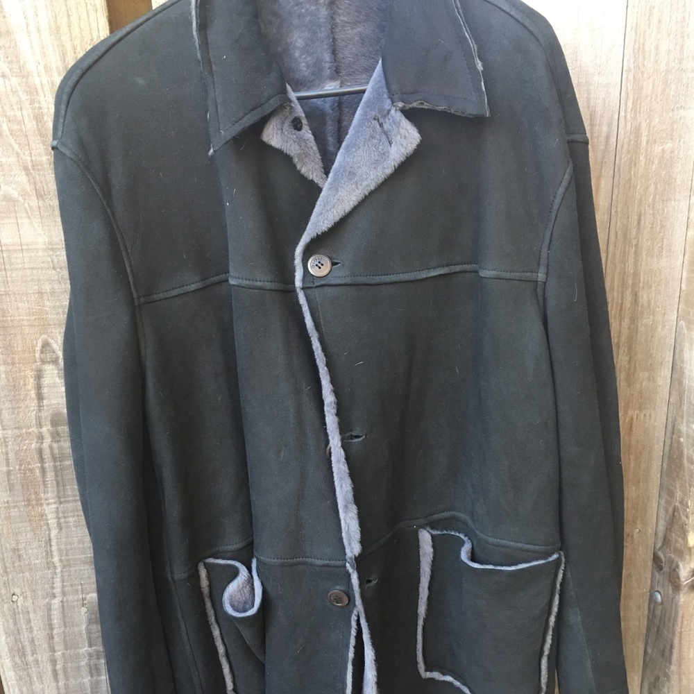 GIGLI men’s Black and grey 3/4 Shearling Coat